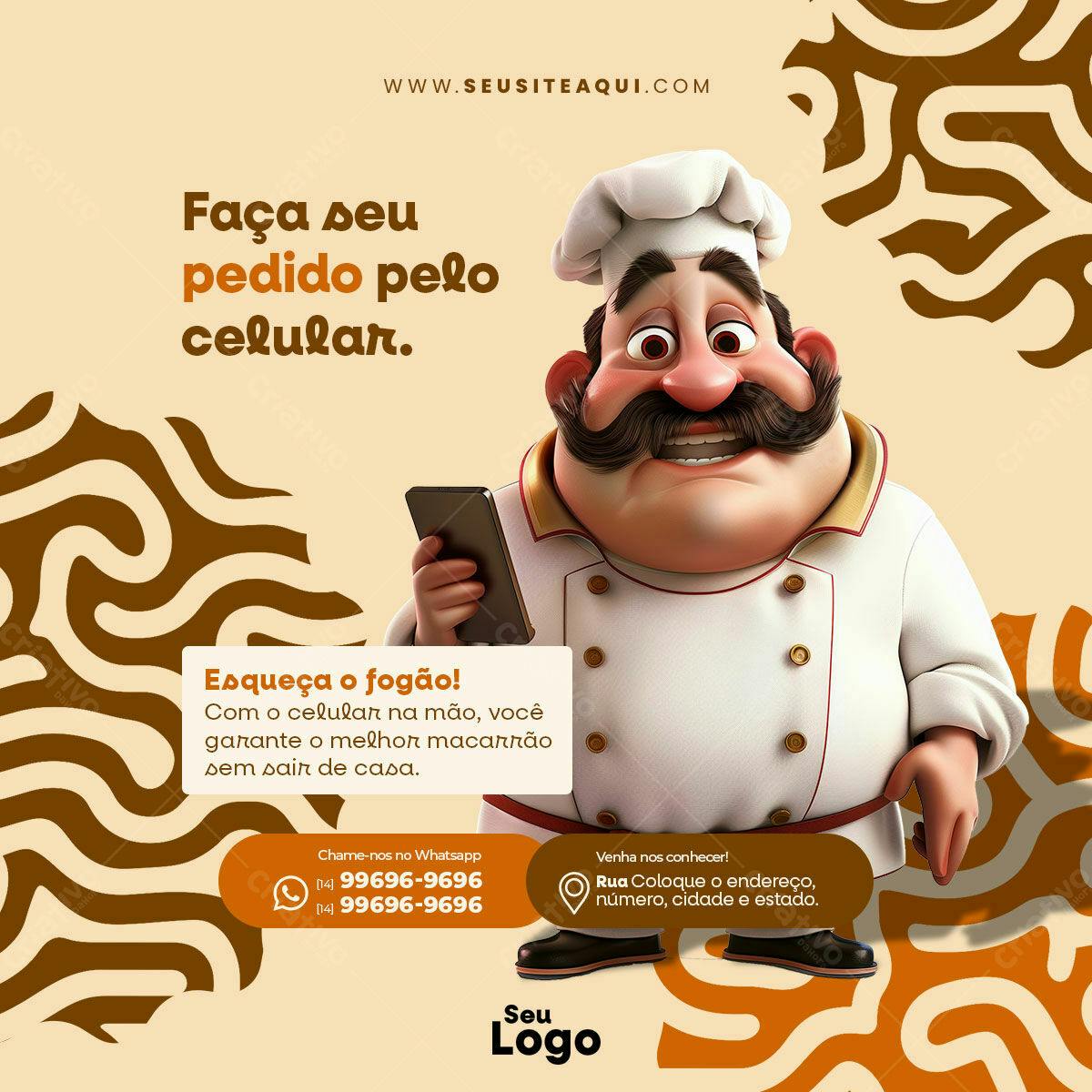 Postagem para Redes Sociais Macarrão PSD Editável