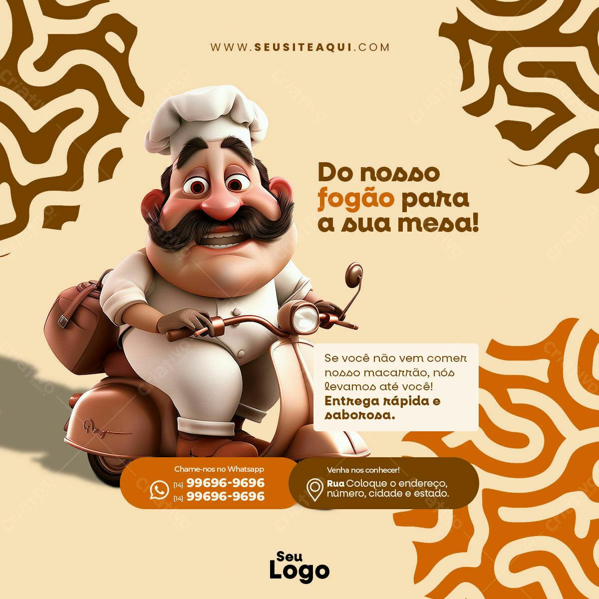 Flyer para Delivery de Macarrão PSD Editável