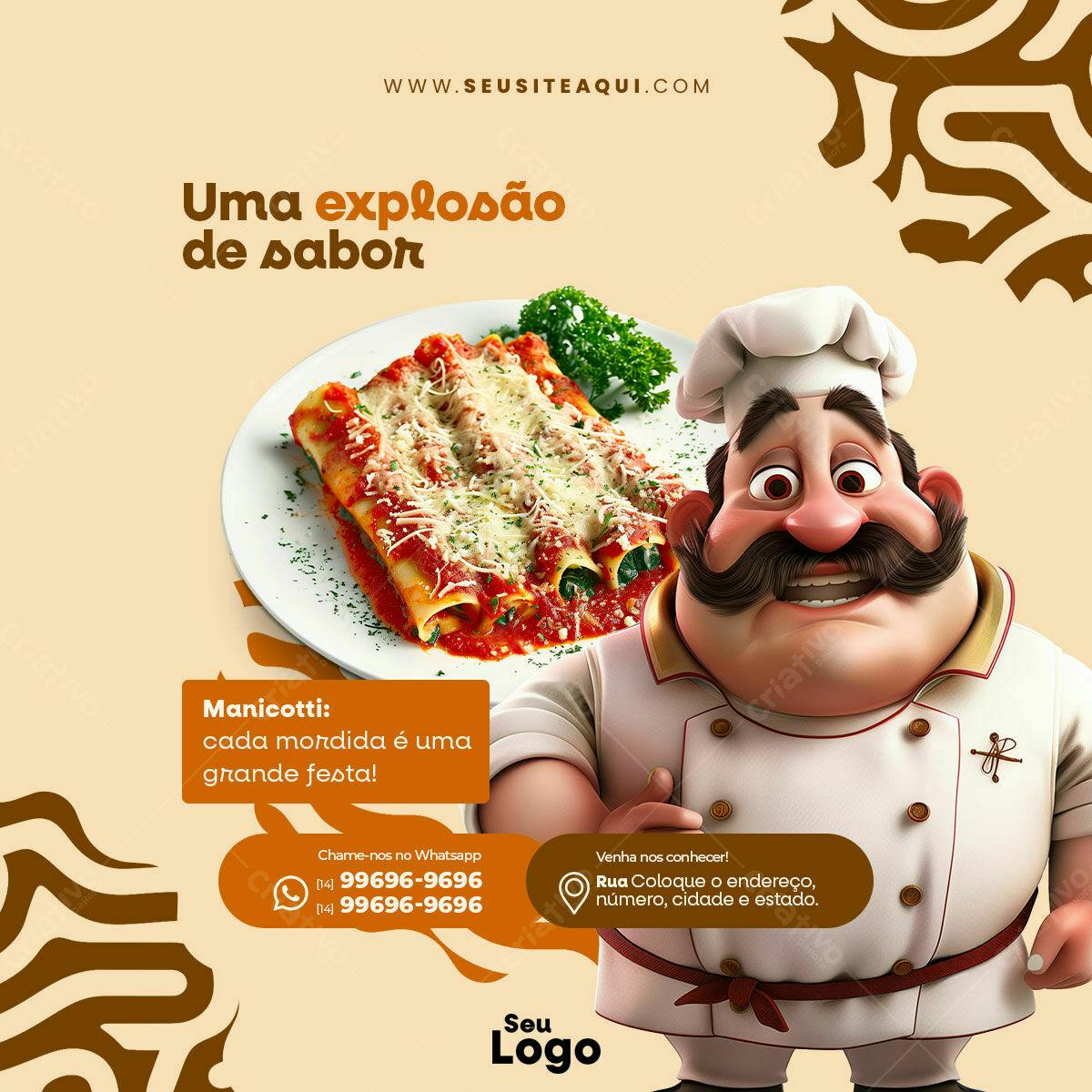Postagem Instagram Manicotti PSD Editável