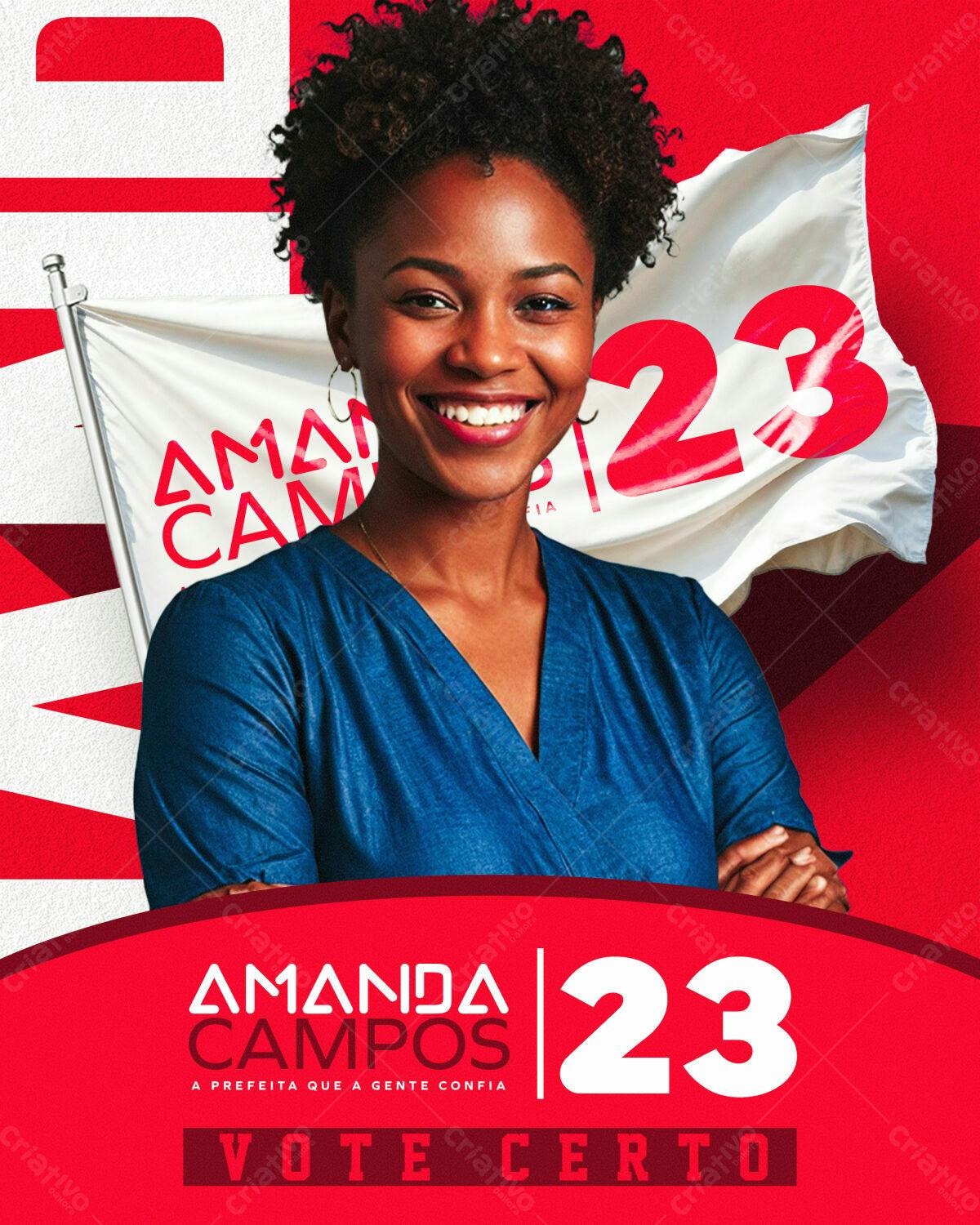 Flyer Eleições 2023 Amanda Campos PSD Editável