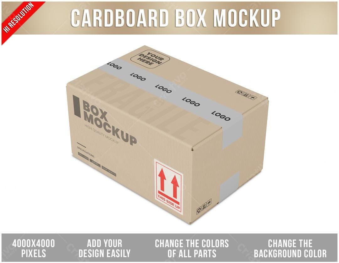 Mockup de Caixa de Papelão Realista para E-commerce