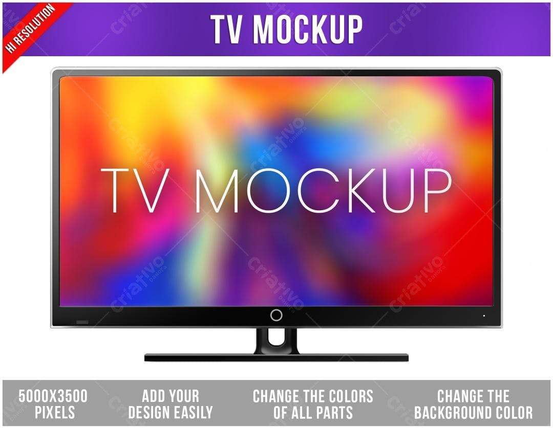 Mockup de TV Moderna com Tela Colorida