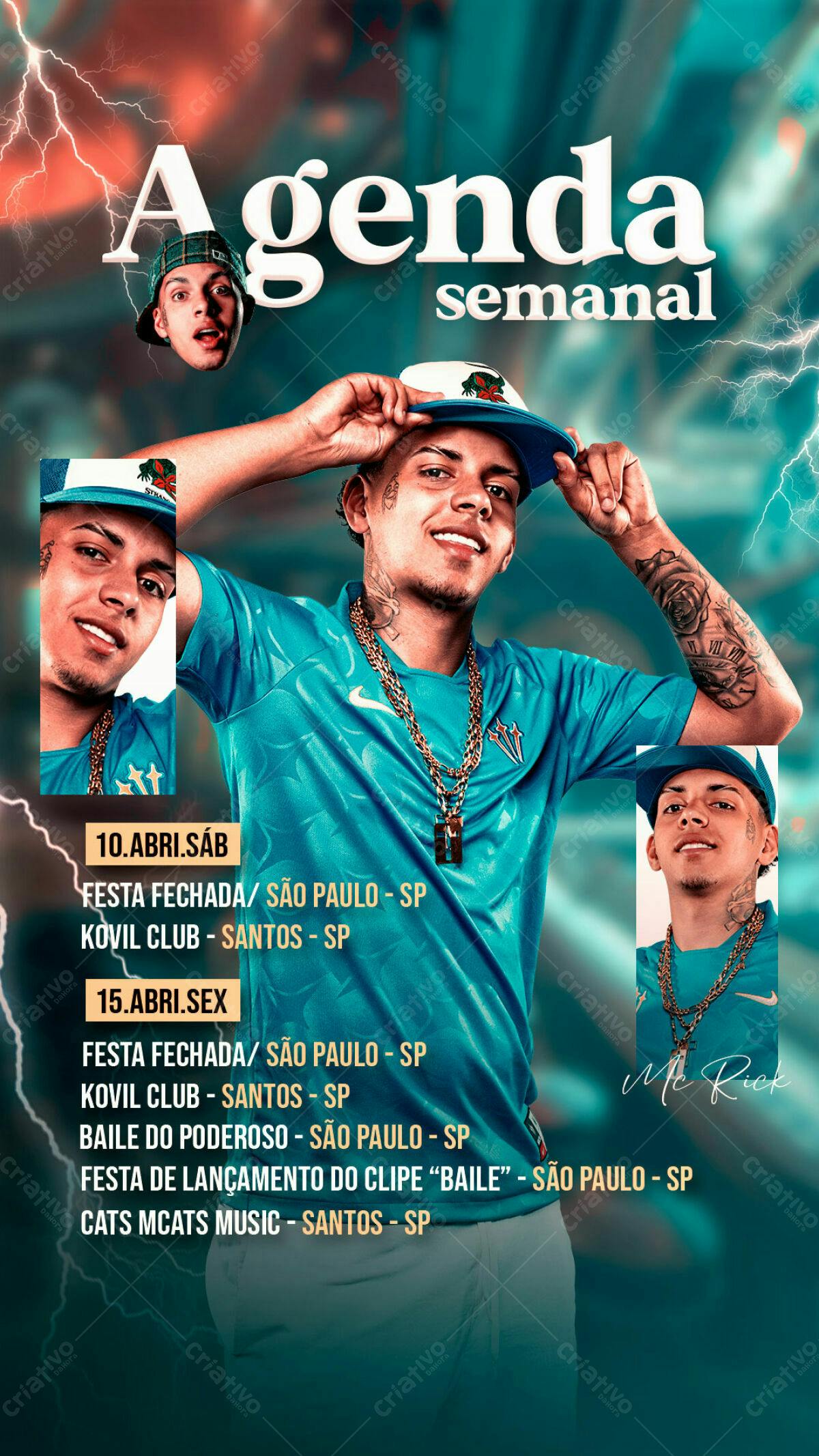 Flyer Agenda Semanal Mc Rick PSD Editável