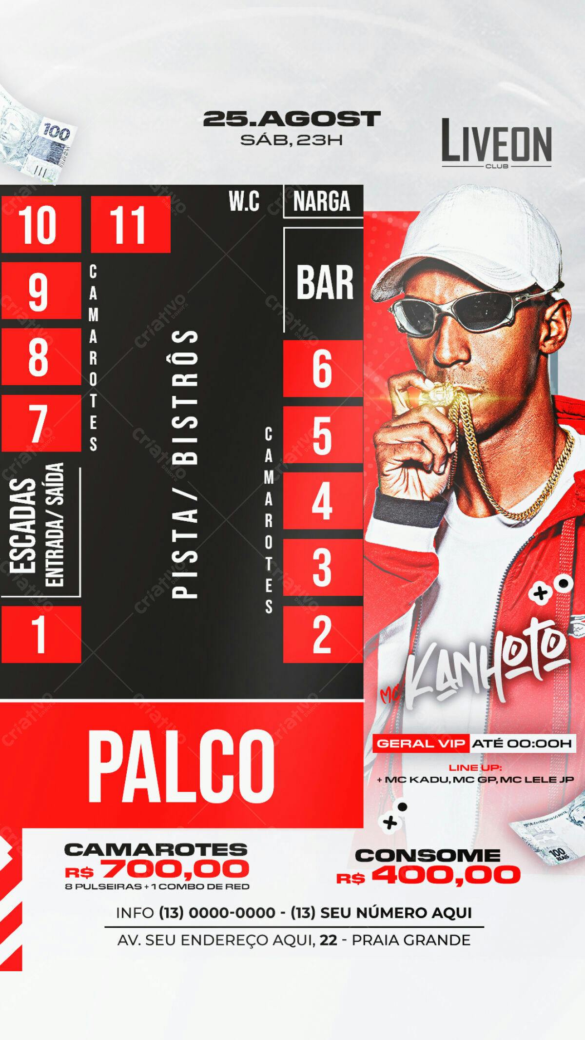 Flyer Festa Liveon com MC Kanhoto PSD Editável