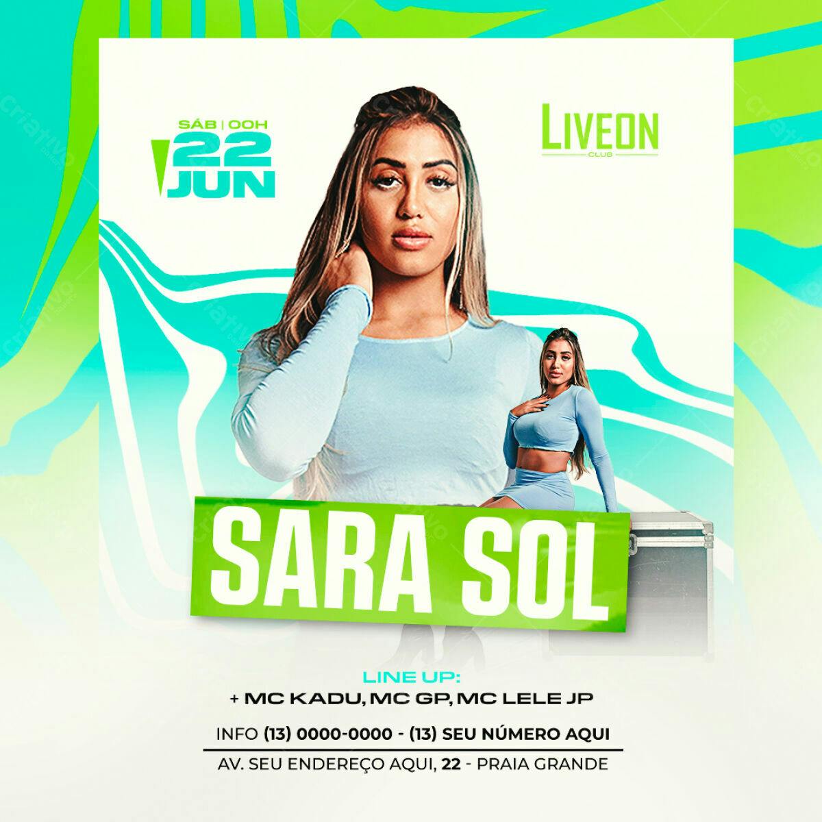Flyer para Festa com Sara Sol PSD Editável