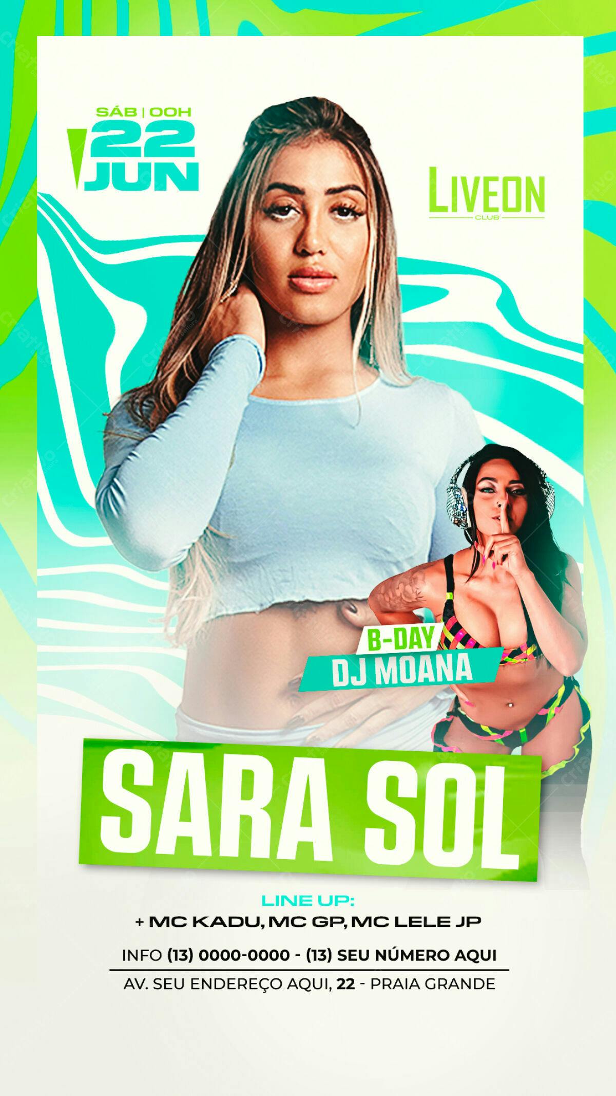 Flyer Festa de Aniversário DJ Moana PSD Editável