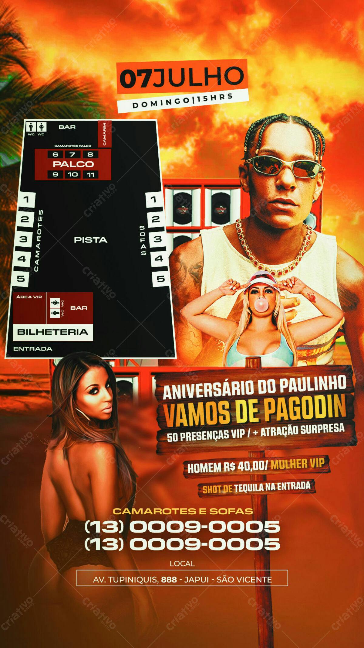Flyer Festa de Aniversário Pagode PSD Editável