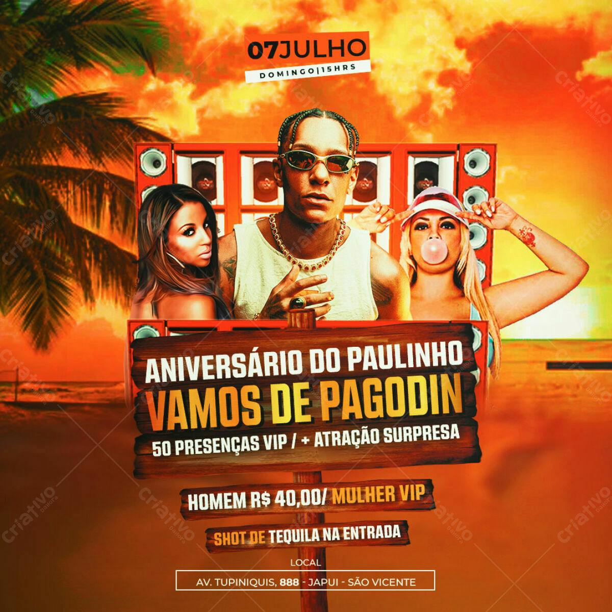 Flyer Festa de Aniversário Pagode PSD Editável