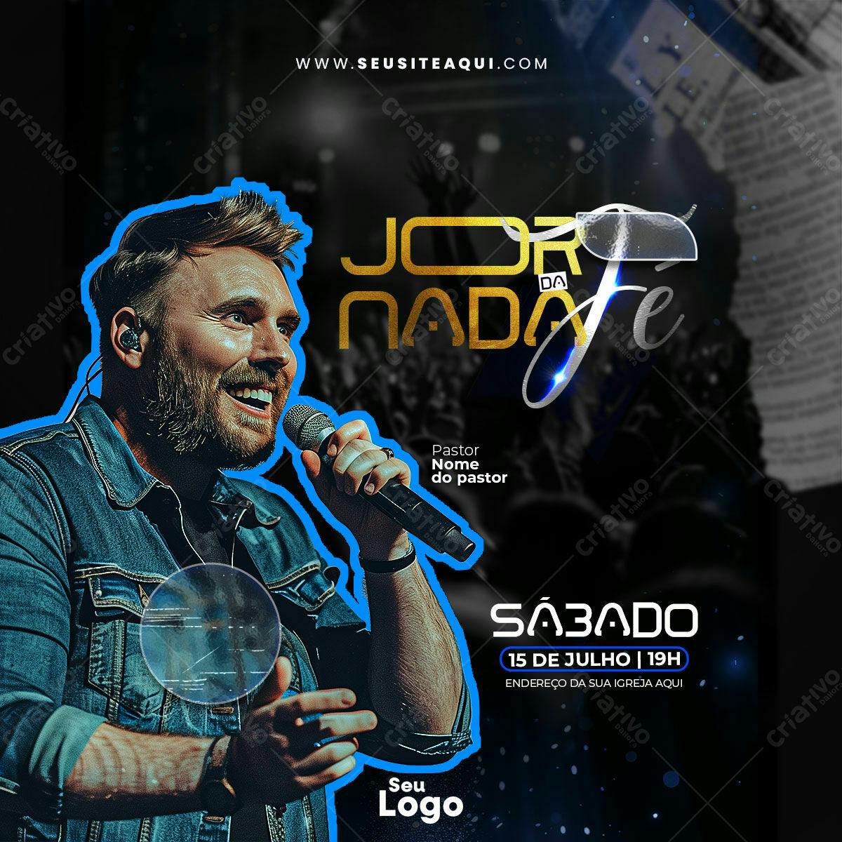 Flyer Evento Gospel Jor Nada Fé PSD Editável