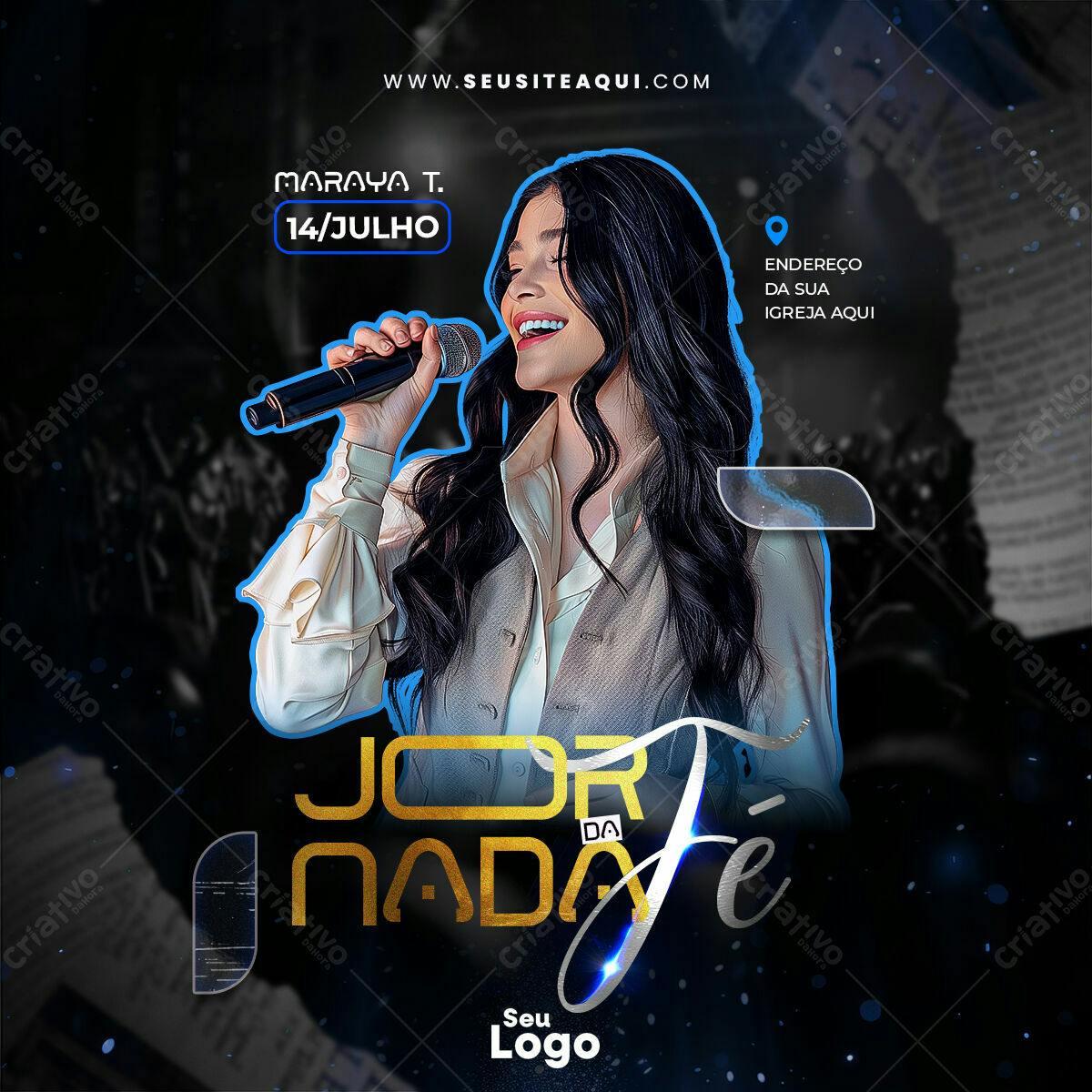 Flyer para Evento Gospel com Maraya T. PSD Editável