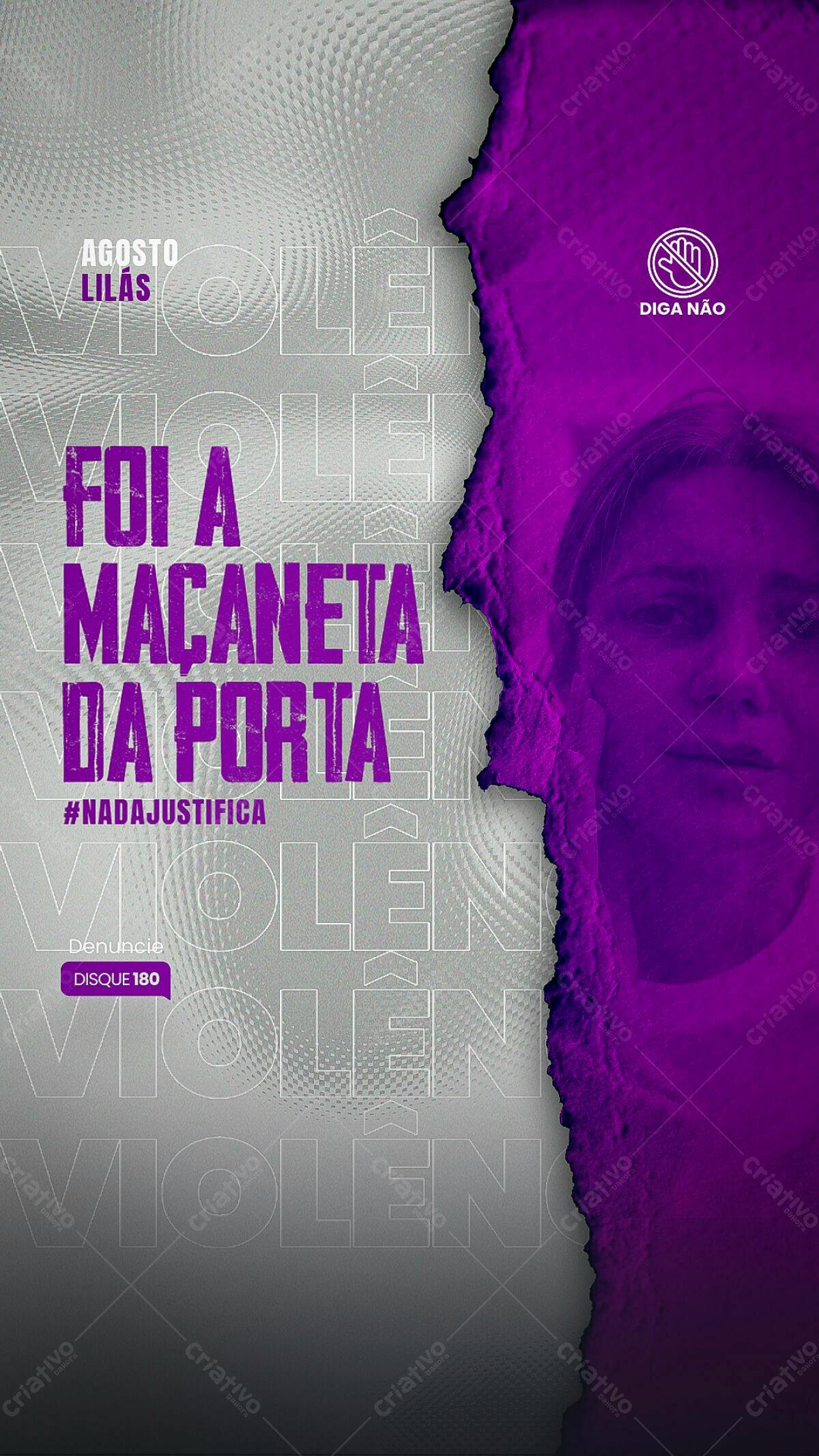Flyer Agosto Lilás - Violência Contra a Mulher PSD Editável