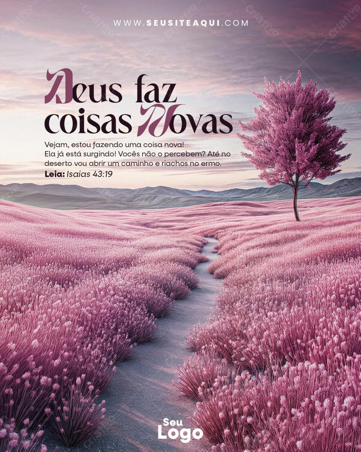 Flyer Cristão Deus Faz Coisas Novas PSD Editável