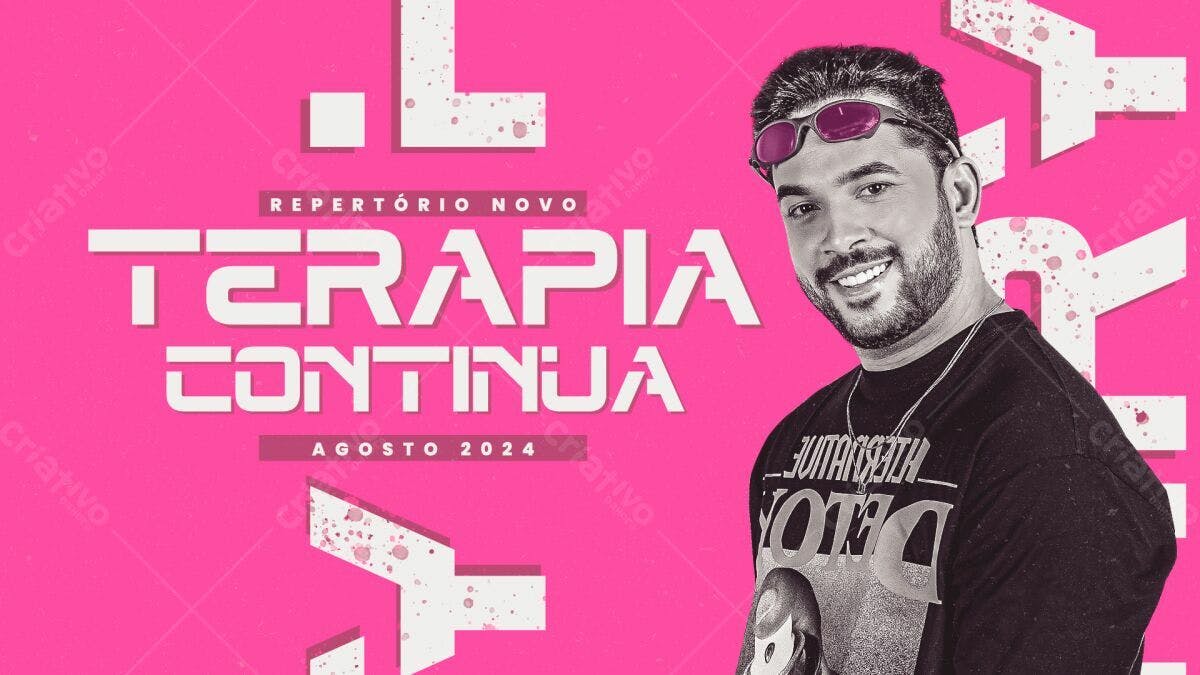 Flyer para Evento Musical Terapia Contínua Agosto 2024 PSD Editável