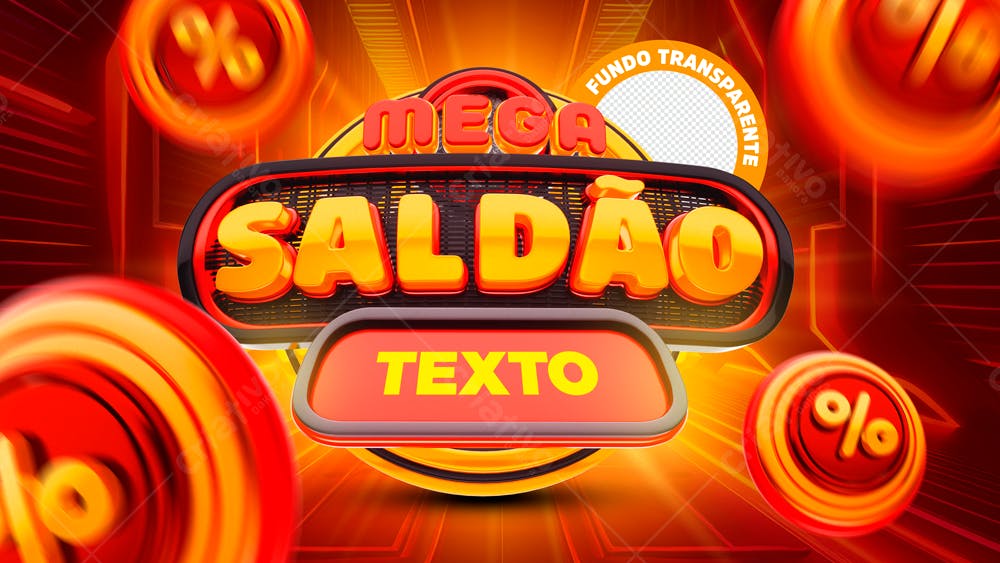 Selo 3D promocional vermelho e amarelo