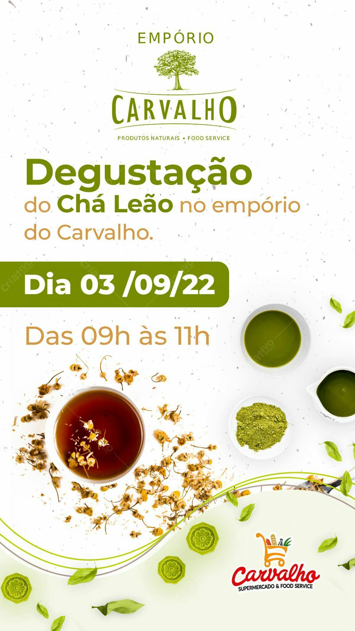 Flyer Degustação Chá Leão PSD Editável