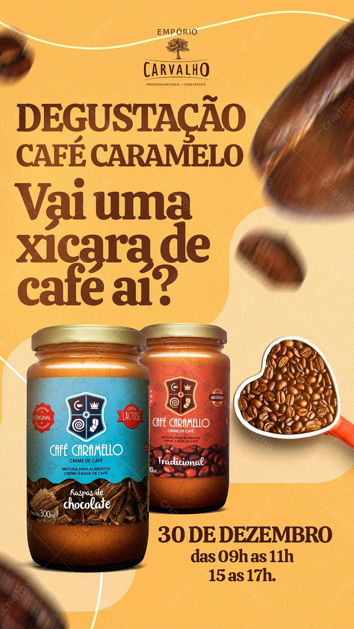 Flyer Degustação Café Caramelo PSD Editável