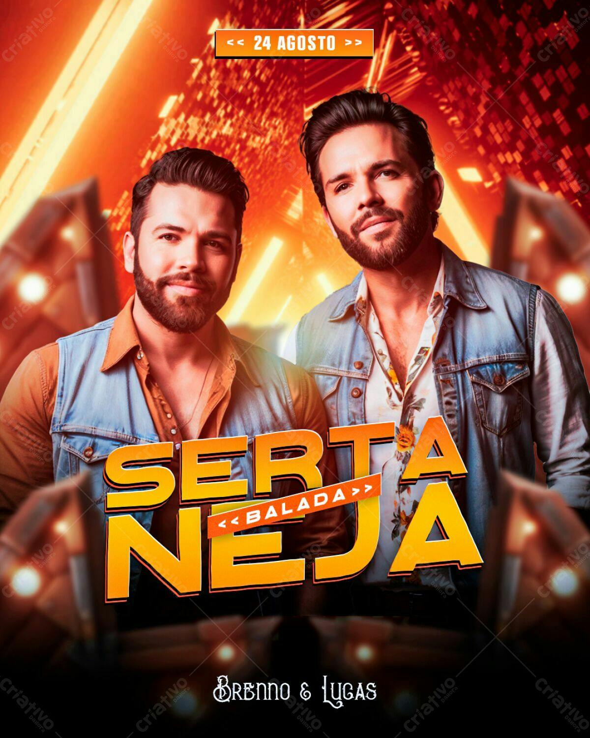 Flyer para Show Breno & Lucas - Serta Neja PSD Editável
