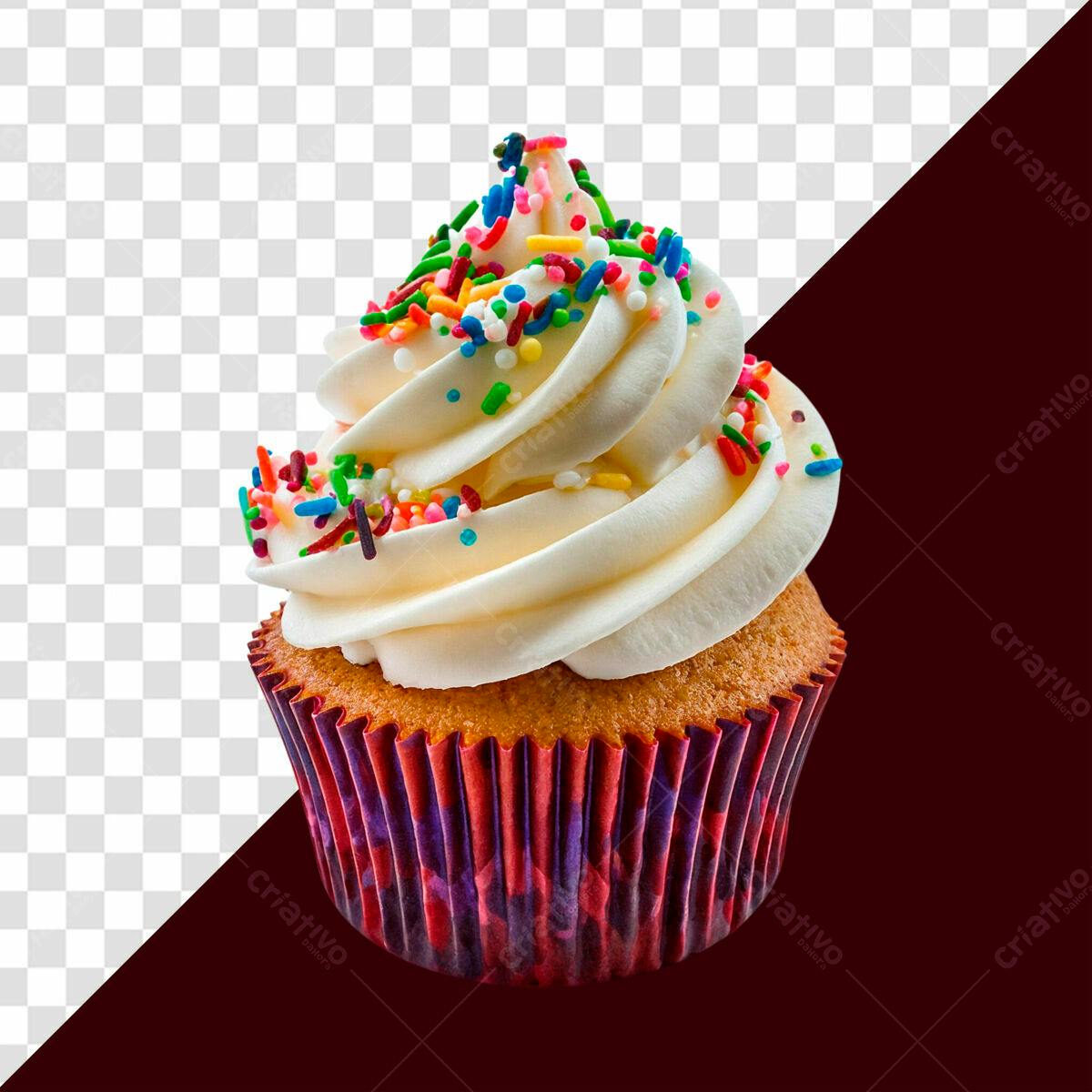 PSD Cupcake com Confeitos Coloridos para Doces