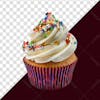 Cupcake with whipped cream and colorful sprinkles 01