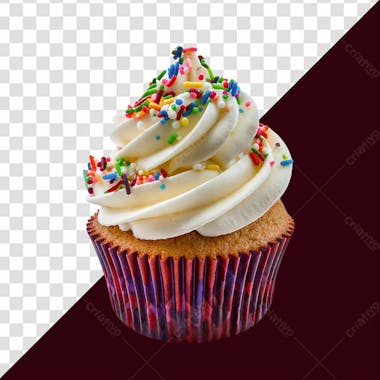 Cupcake com chantilly e confetes coloridos