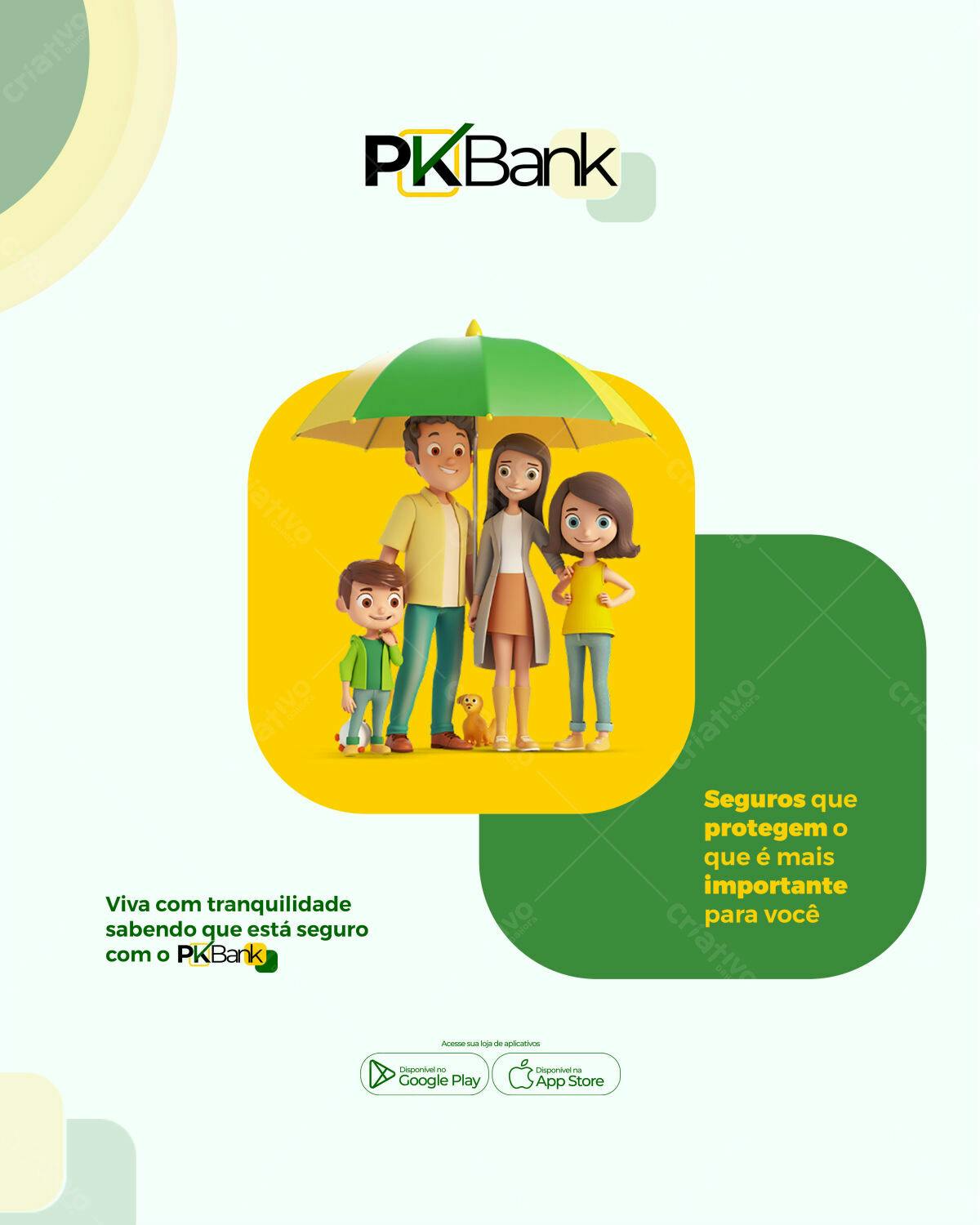 Flyer Família Segura com Seguro PKBank PSD Editável