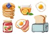 American breakfast icon collection.