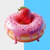 Donut de morango em 3d sem fundo