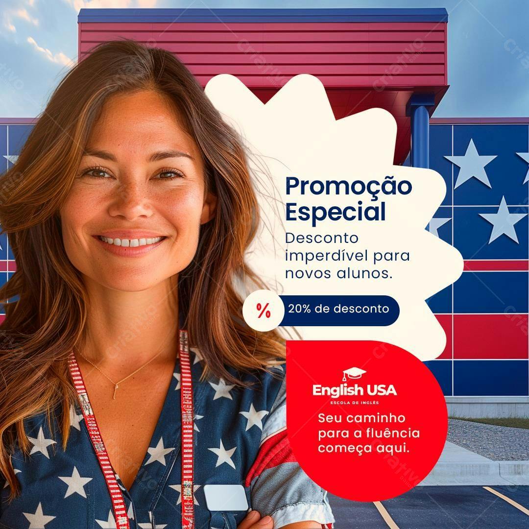 Flyer para Promoção de Inglês PSD Editável