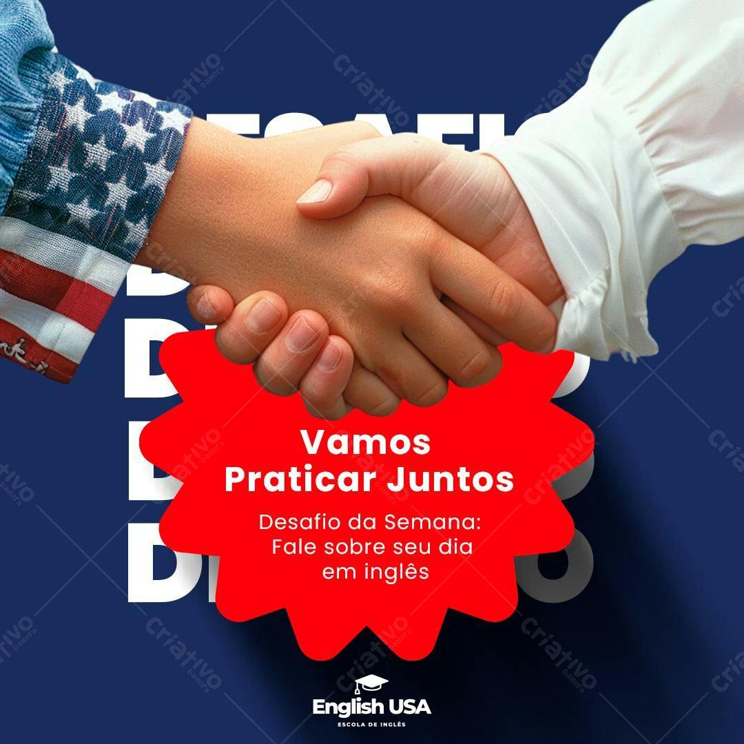 Flyer para Desafio de Inglês PSD Editável