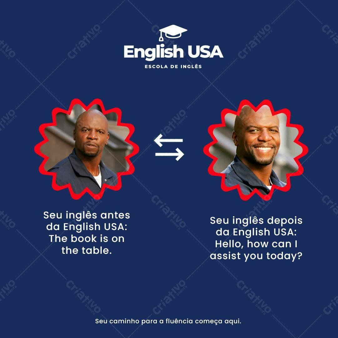 Post para escola de inglês PSD Editável