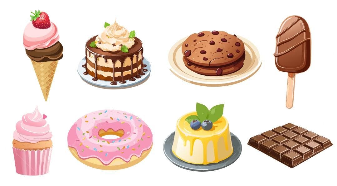 Ilustração vetorial de doces coloridos