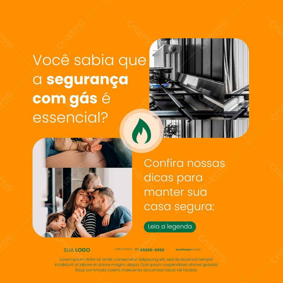 Postagem Instagram Segurança em Gás PSD Editável
