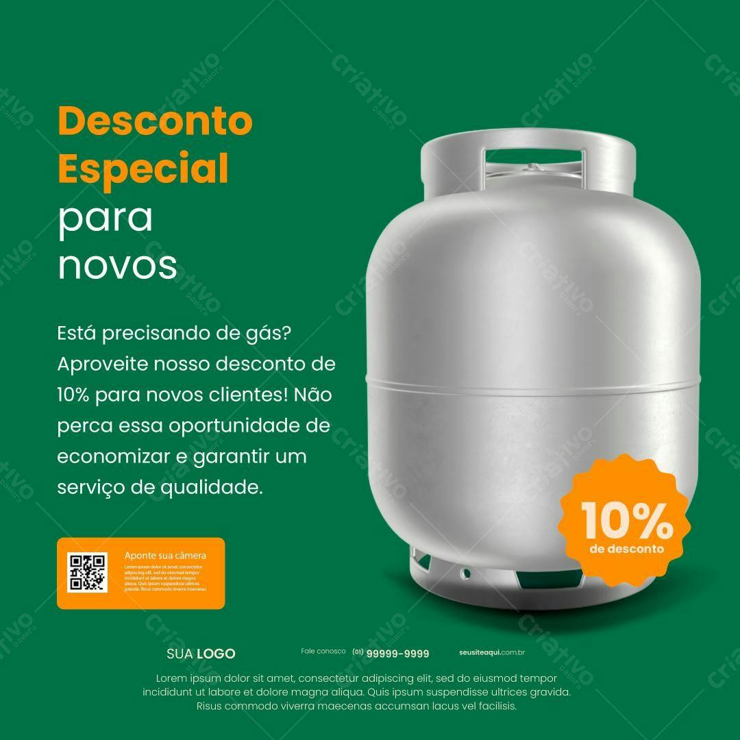 Flyer Desconto Gás para Novos Clientes PSD Editável