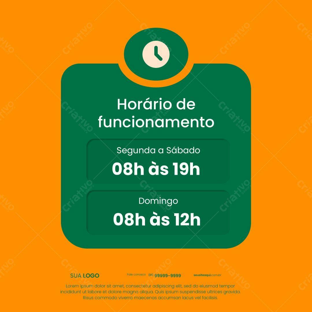 Horários de Funcionamento PSD Editável