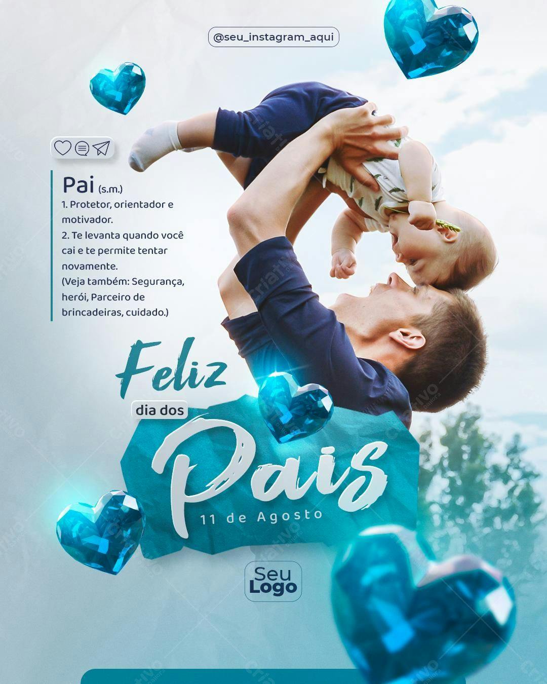 Flyer Dia dos Pais com Pai e Filho PSD Editável