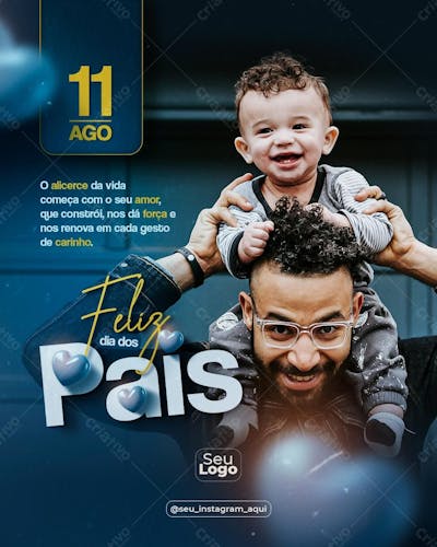 Social Media Feliz Dia Dos Pais 11 De Agosto Psd Editável