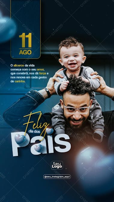 Social media story feliz dia dos pais 11 de agosto psd