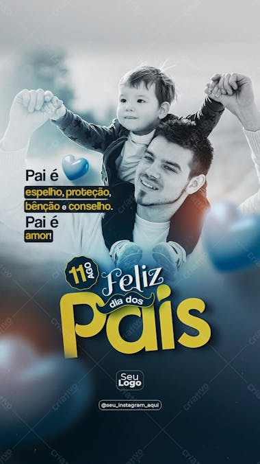 Social media story feliz dia dos pais 11 de agosto psd