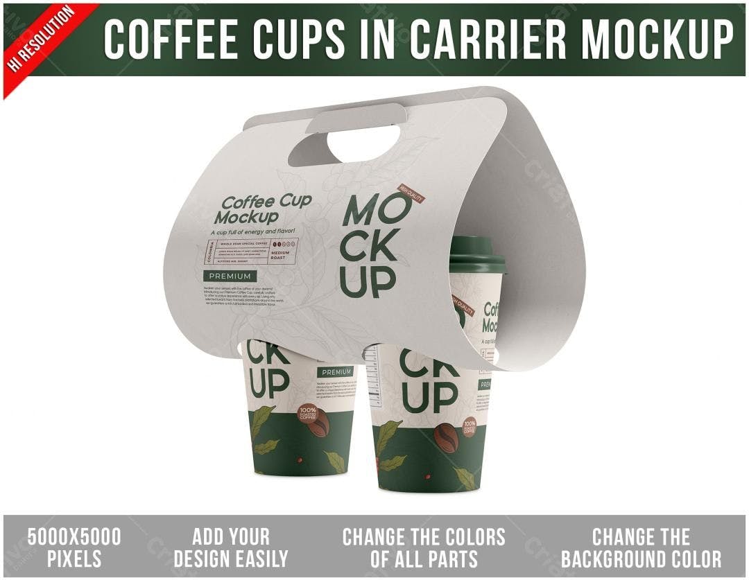 Mockup Realista de Porta-Copos de Café com Design Moderno
