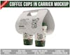 Coffee cups with handle carrier mockup