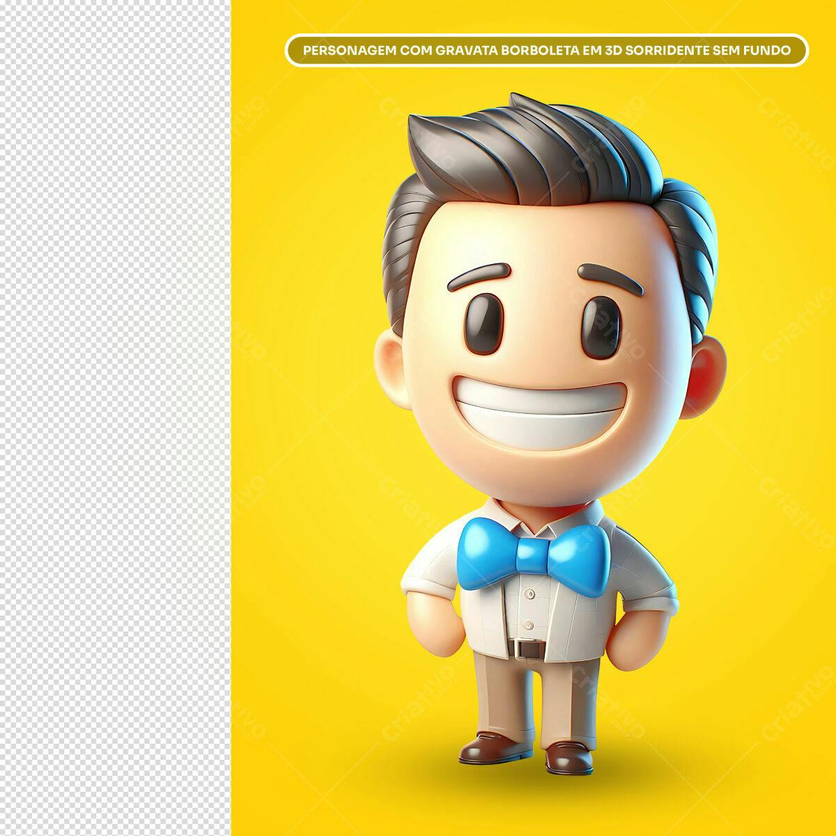 Personagem 3D Sorridente PSD Editável