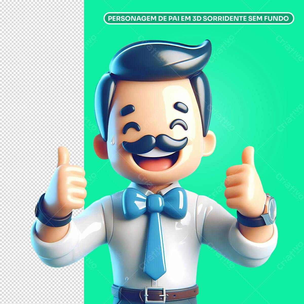 Personagem Pai Sorridente 3D PSD Editável