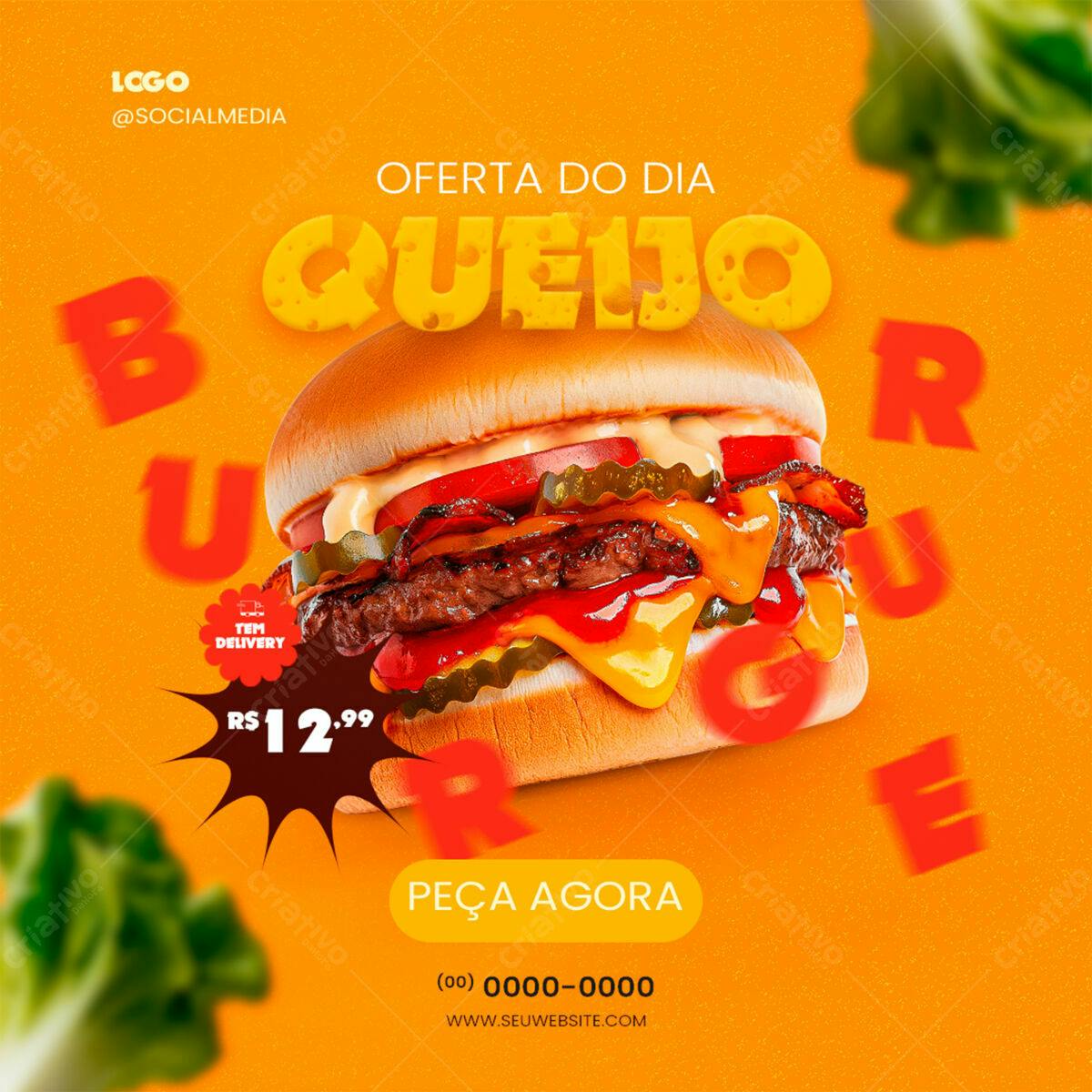 Postagem de Mídia Social para Oferta de Queijo Burger PSD Editável