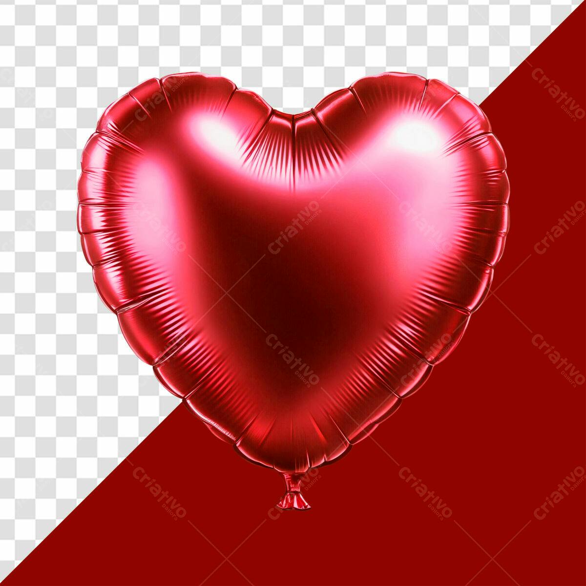 Balão em Formato de Coração Vermelho PSD Editável