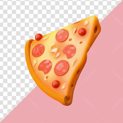 Elemento 3D Pedaço De Pizza De Peperoni 02