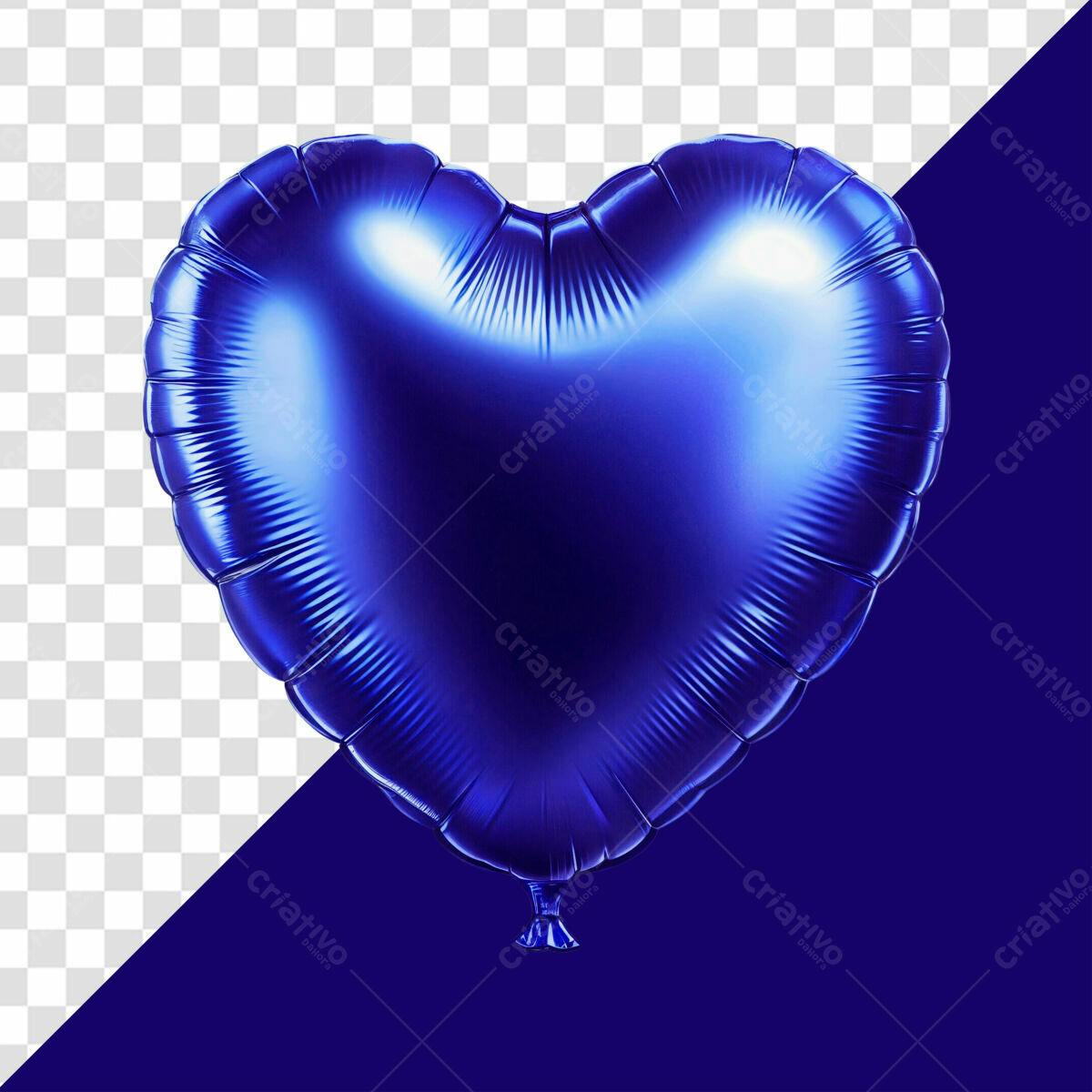 Balão em Formato de Coração Azul PSD Editável