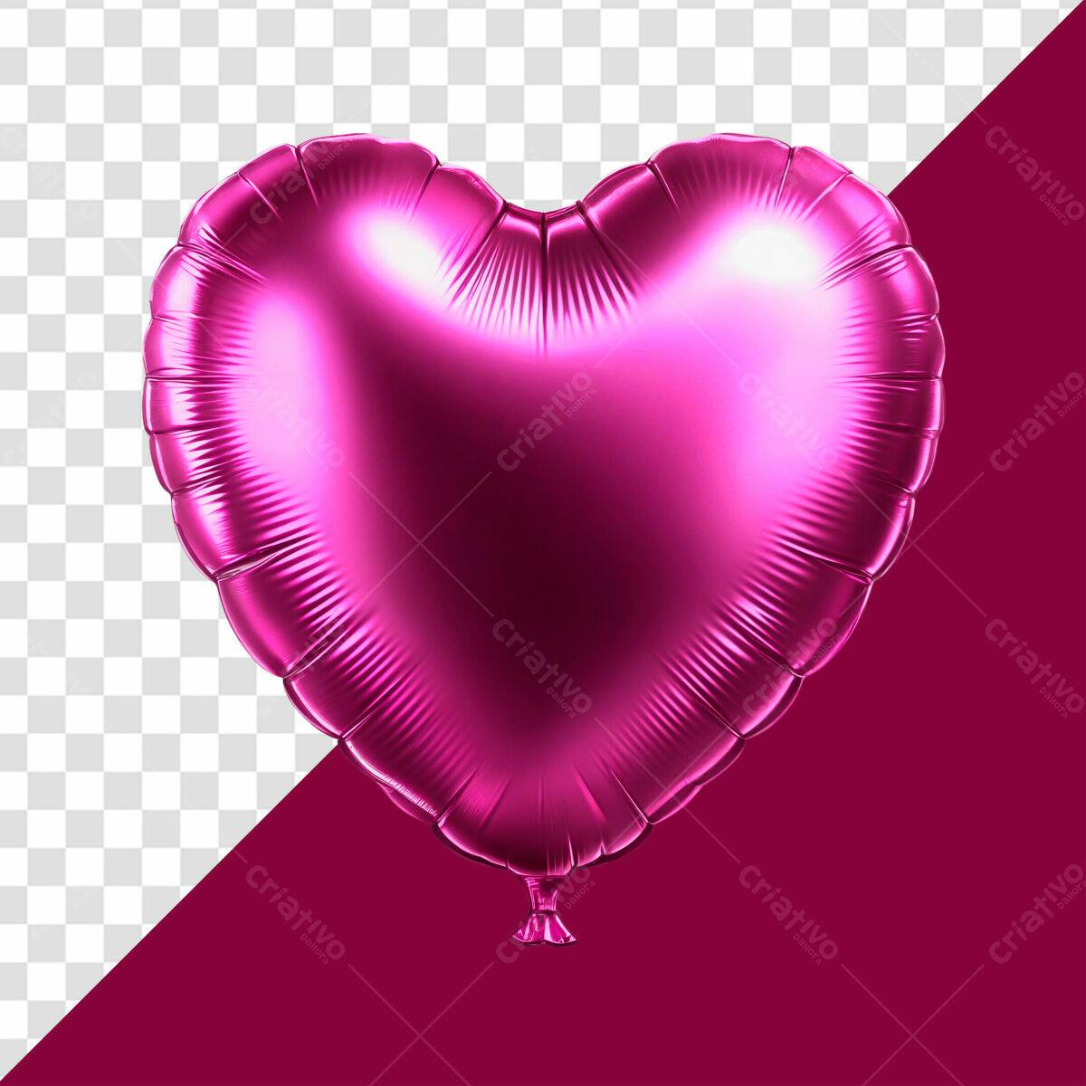 Balão em Formato de Coração Rosa PSD Editável