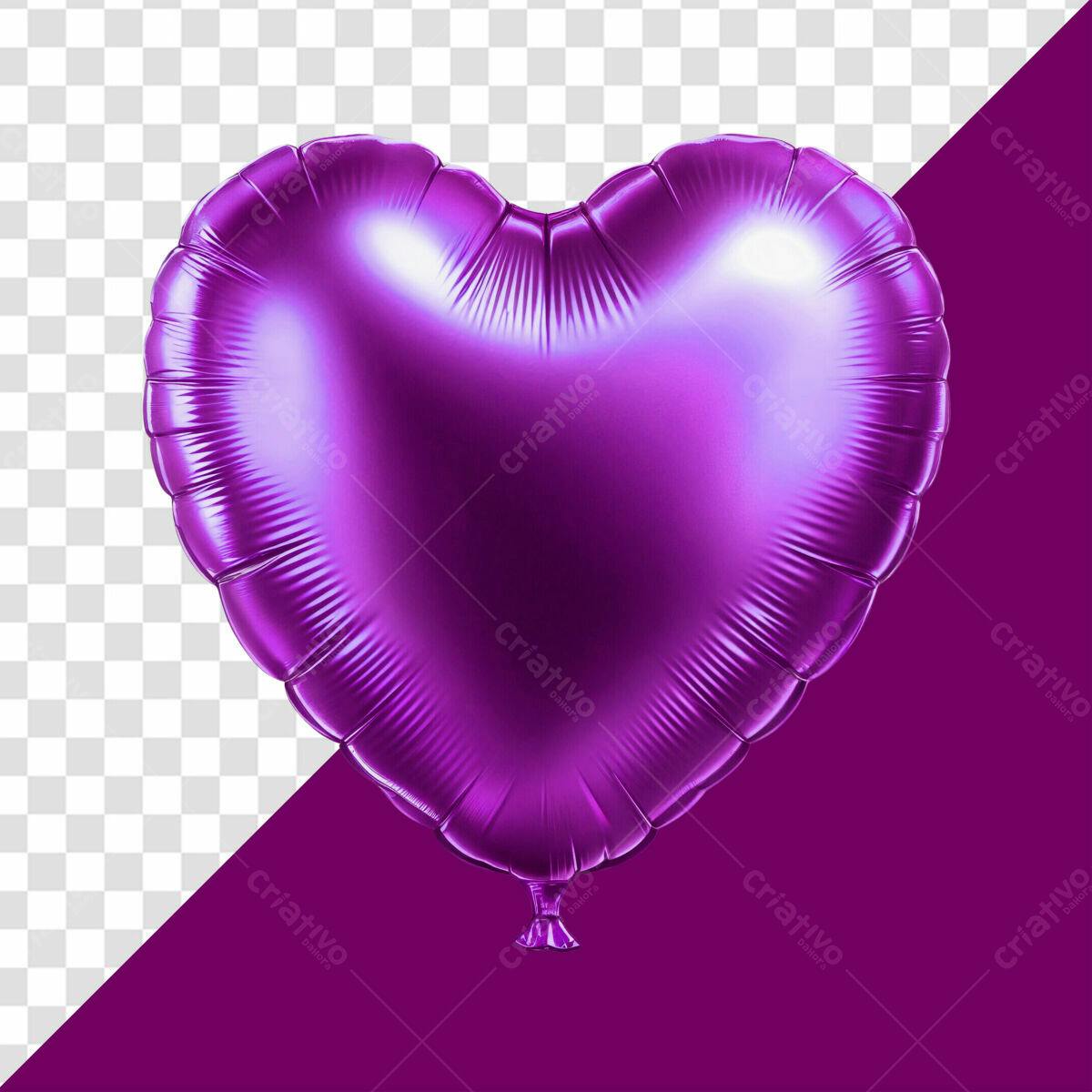 Balão em Formato de Coração Roxo PSD Editável