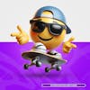 3d, emoji, skateboarder, transparent background