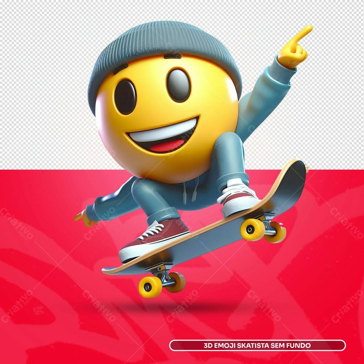 Emoji Skatista 3D PSD Editável
